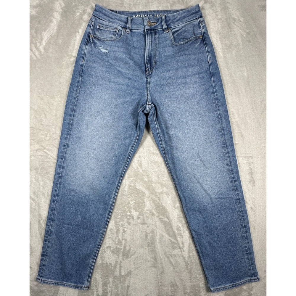 American Eagle Stretch Jeans Distressed Blue Womens 8 Short‎ Retro Light Wash
